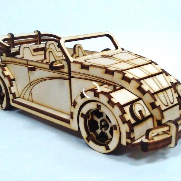 3D Volkswagen car car cnc Design Vector 3D model puzzle Wooden Cut cdr Dxf Svg Cut File laser Cnc