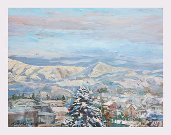 ルーヴシエンヌの雪 - アルフレッド・シスレーの手描き油絵複製、冬の