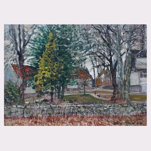Breidablikk Im März Original Ölgemälde Leinwand, Plein Air Kunst, Farbe aus dem Leben, Norwegen Frühling Landschaft, Park Landschaft Geschenk für Naturliebhaber