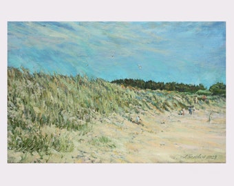 Original Oil Painting: Norway Beach Scene, Contemporary Realism (10.6x16.1 inches)
