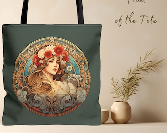 fourre-tout Art nouveau | Alphonse Mucha | Cadeau pour amateur d'art | Cabas tendance | Cadeau Fête des Mères | Sac shopping unique