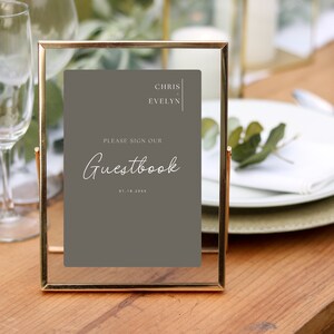 Modern Wedding Guest Book Sign, Minimal Wedding Sign Our Guestbook Sign, Fully Editable, Digital Download Wedding Sign Template W005