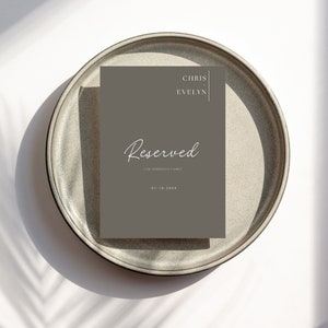 Modern Wedding Reserved Sign, Minimalist and Modern Wedding Reserved Seat Template, Digital Download Wedding Reserved Seat Sign W005