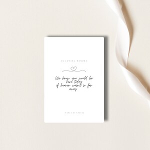 Printable In Memory Sign, Minimalist and Modern Wedding Decor, Memory Sign, Digital Download Simple In Memory Sign, W003