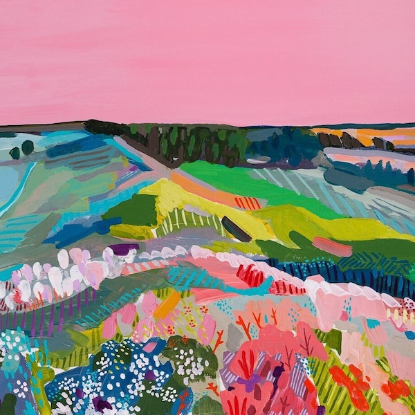 Pink skys and Field  Giclee Paper Prints