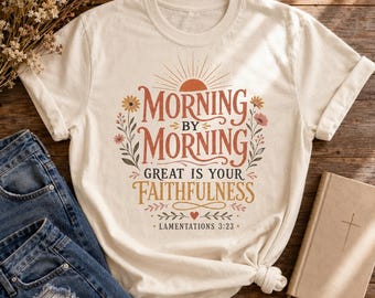 Morning by Morning PNG, Lamentations 3:23 Christian Graphic (Digital Download)
