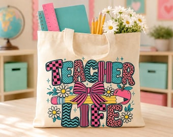 Teacher Life PNG Design (Digital Download) – Back to School Apparel Graphic