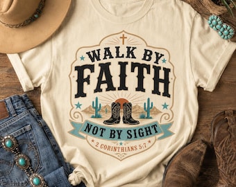 Walk by Faith Western Design, Christian Cowgirl Shirt (Digital Download)
