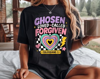 Chosen Loved Called Forgiven PNG | Retro Colossians 3 Christian Design (Digital Download)