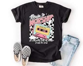 Youth - Made to Worship Tee - Christian Kids T-Shirt, Religious Youth Shirt, Church Kids Clothes, Inspirational Graphic Tee, Sunday School