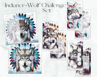 Indianer-Wolf Challenge Set, verschiedene Versionen, passend für A6 Zippertaschen