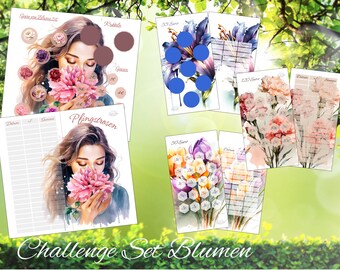 Blumen Challenge Set, verschiedene Versionen, passend für A6 Zippertaschen