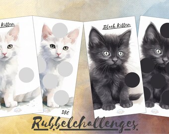 White Kitten & Black Kitten Rubbelchallenges, passend für A6 Zippertaschen