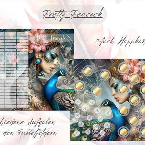 Pretty Peacock Klappkarte, passend für A6 Zippertaschen