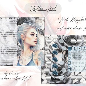 Tattoo Girl Mix-Challenge Klappkarte, passend für A6 Zippertaschen
