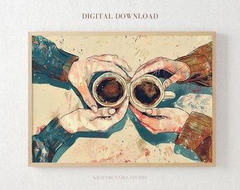 Coffee Hands Art Print: Cafe Decor (Digital Download)