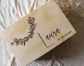 Erinnerungsbox Baby I Geschenk zur Geburt I Holzkiste Baby personalisiert