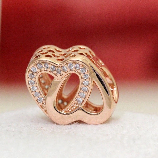 Authentic PANDORA Rose Gold Entwined Hearts 781880CZ Wife Love Christmas Sale as gift Mother's Day,Anniversary,Birthday,Valentine's day