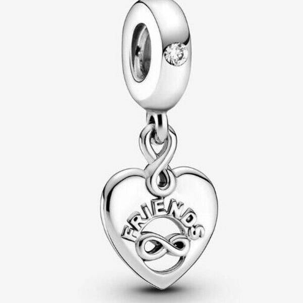 Pandora #799294C01 Friends Forever Heart Dangle Charm with Clear CZ Authentic  as gift Mother's Day,Anniversary,Birthday,Valentine's day