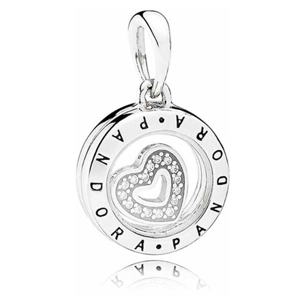 Sterling Silver Pandora Petite Memories Floating Locket Dangle with Heart and Clear Zirconia 792019 as gift Anniversary,Valentine's day