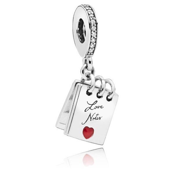 Pandora Sterling Silver Love Notes Dangle Charm with Clear Zirconia and Red Enamel 797835 as gift Thanksgiving,Mother's Day,Anniversary