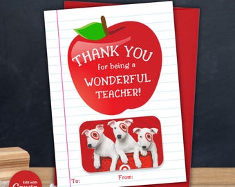 Printable Teacher Gift Card Holder, Teacher Gift Card Ideas Printable Template Gift Cards for Teachers, Teacher Appreciation, Back to School