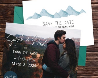 Modello "Save the Date" in montagna: matrimonio invernale (download digitale)