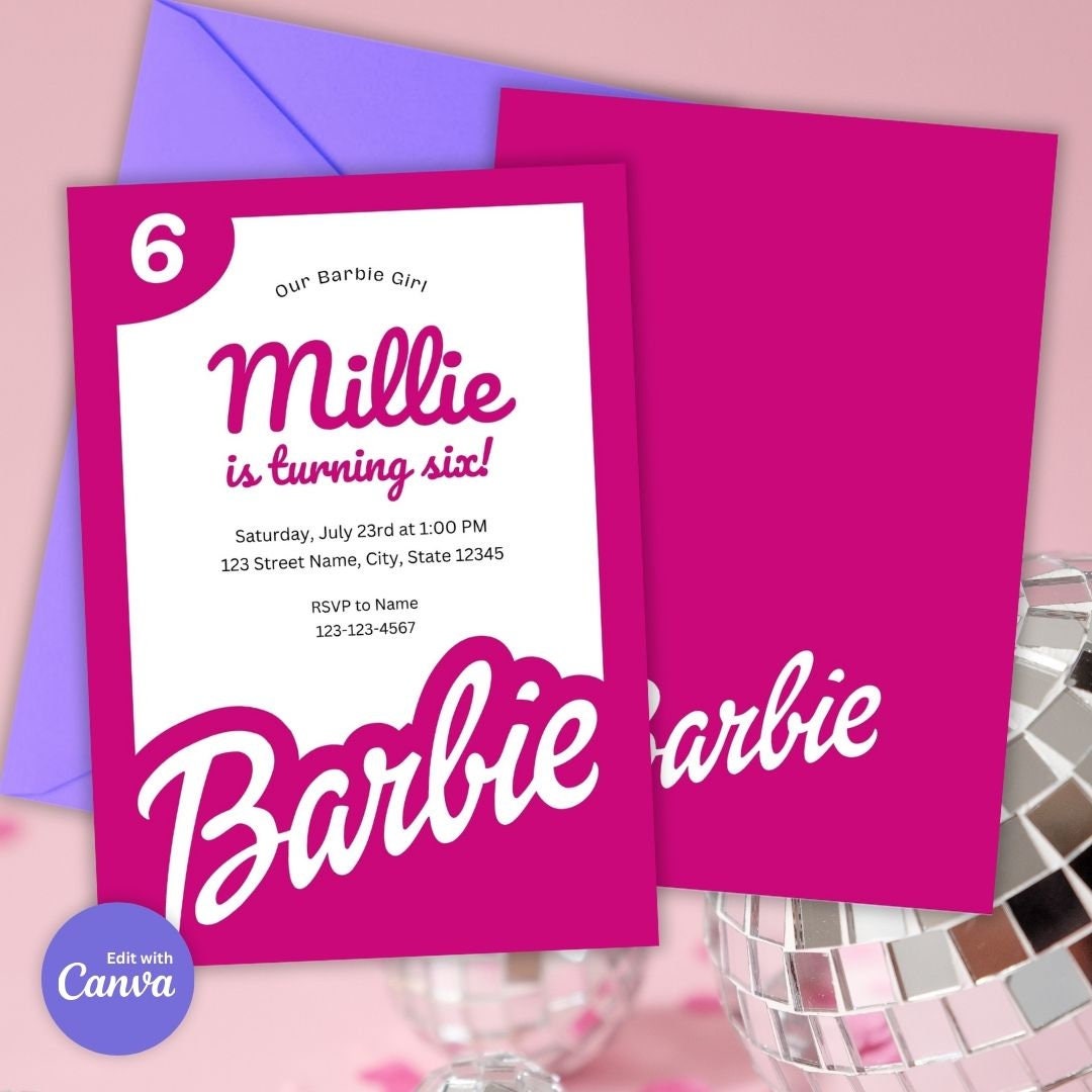 Barbie Editable Birthday Invitation Template Etsy Barbie Editable Birthday Invitation Template Etsy