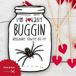 Afdrukbaar Valentine, Valentijnsdagkaart Bug Jar, I'm Totally Buggin Omdat You're So Fly Bug Jar, Instant Download