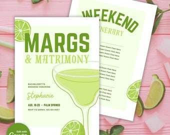Margs & Matrimony Bachelorette Itinerary Invitation (Digital Download)