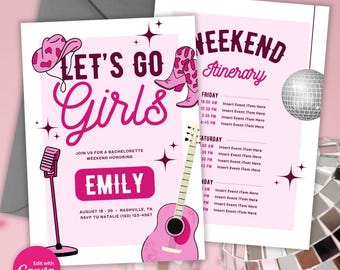 Nashville Bachelorette Invitation: Editable Template (Canva)