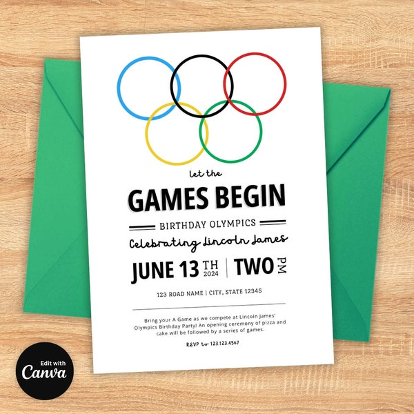 Olympics Party Editable Invitation, Olympics Birthday Party, Olympics Party Invite, Sporting Invitation, Editable Template