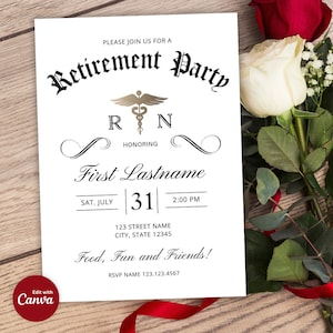 Nursing Retirement Party Editable Invitation, Retirement Party Invitation, Retired Nurse, Editable Nurse Invitation Template