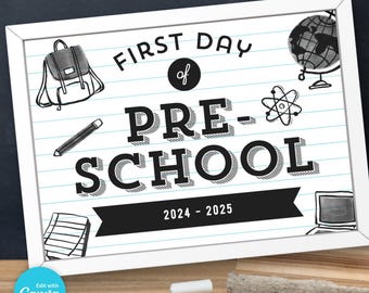 First Day of School Sign: Editable Photo Prop (PDF)