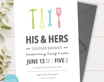 Invitación para despedida de soltero/a (para parejas): Plantilla editable (5 x 7 pulgadas)