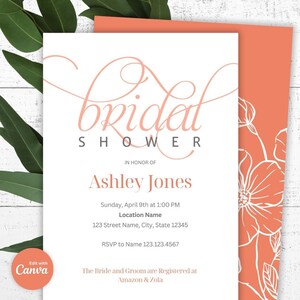 Floral Bridal Shower Invitation: Editable Pink Template (PDF)