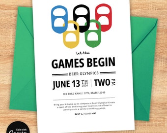 Beer Sports Party Editable Invitation, Beer Sports Birthday Party, Beer Sports Party Invite, Sporting Invitation, Editable Template