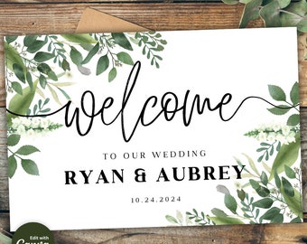Eucalyptus Wedding Welcome Sign: Greenery DIY Printable (Instant Download)