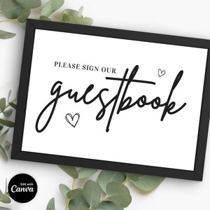 Minimalist Wedding Guestbook Sign Editable Template, Printable Wedding Guestbook Sign, Sign Our Guestbook Sign, Editable Guestbook Sign