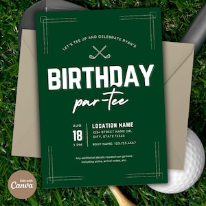Golf Birthday Par-tee Editable Invitation Template, Instant Download Golf Party Invitation, Golf Lets Par tee Birthday Party