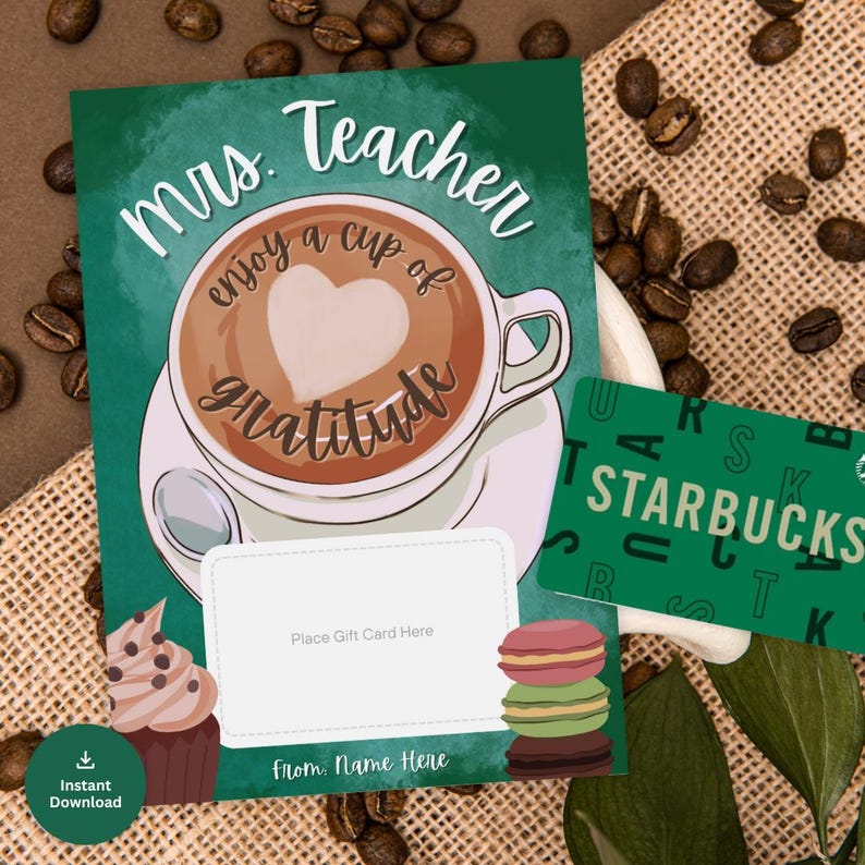Coffee Teacher Gift Card Holder, Starbucks Gift Card Holder, Teacher ...
