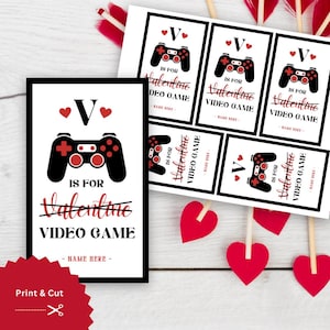 Jeu vidéo Saint-Valentin, Échange de la Saint-Valentin, Carte de jeu vidéo, Modèles modifiables de la Saint-Valentin, Thème du jeu vidéo pour la Saint-Valentin