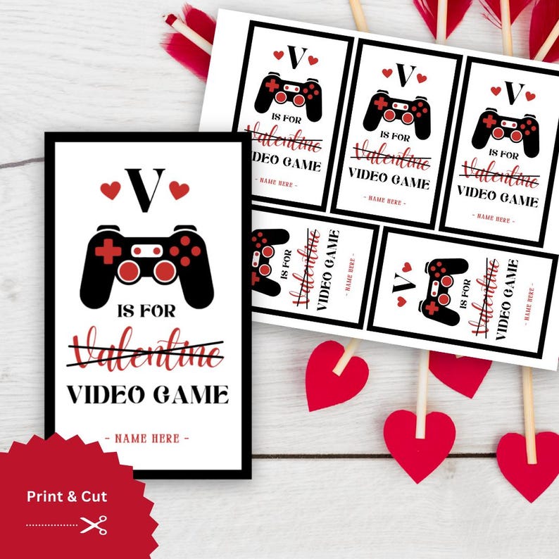 Video Game Valentines, Valentine Exchange, Video Game Card, Editable ...