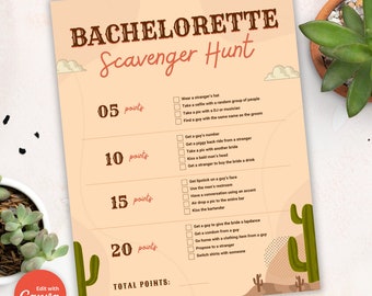 Bachelorette Scavenger Hunt Printable, Bachelorette Game Printable, Bachelorette Scavenger Hunt Template, Texas Bachelorette Party Game