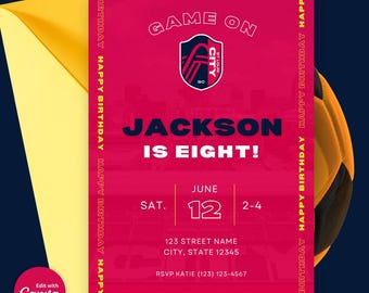 STL Soccer Birthday Invitation: Editable Printable Party Invite