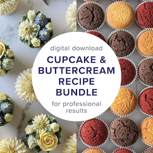 Perfektes Buttercreme & Cupcake Rezeptpaket, sofortiger Download, druckbare Anleitung