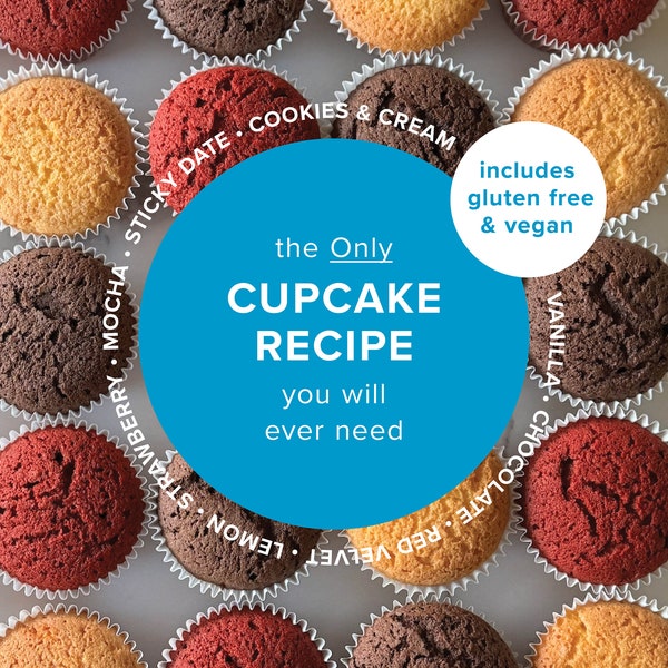 Das EINZIGE Cupcake-Rezept, das Sie jemals brauchen werden ... Sofortiger Download, druckbare Anleitung