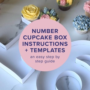 Cajas con números para cupcakes, Guía de instrucciones y plantillas, Descarga instantánea
