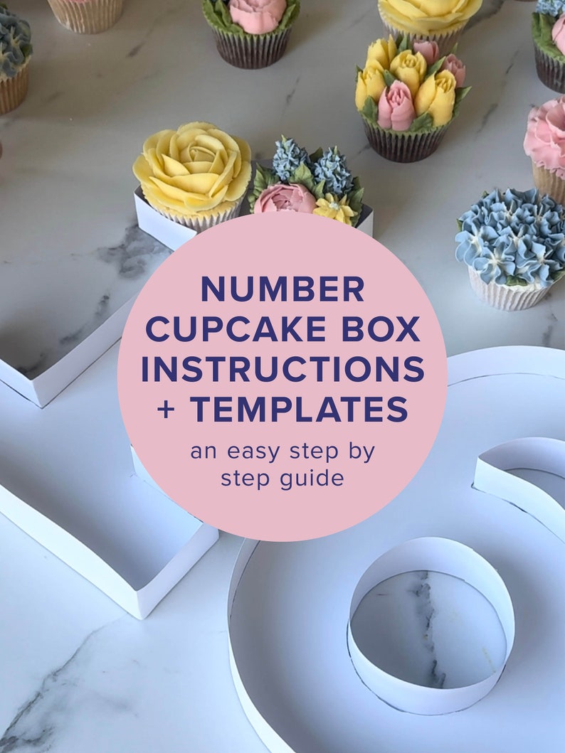 Cupcake Number Boxes, Instruction Guide & Templates, Instant Download image 1