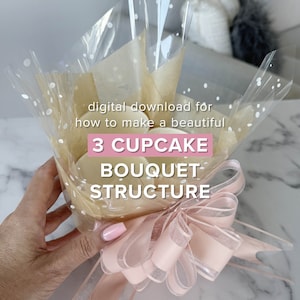 Strukturanleitung für 3 Cupcake-Bouquets, sofortiger Download, druckbare Anleitung